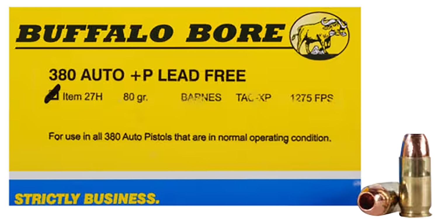 Buffalo Bore Ammunition 27H20 Buffalo-Barnes Strictly Business 380ACP +P 80gr Barnes TAC-XP Lead Free 20 Per Box/12 Case 3 Buffalo Bore Ammunition 27H20 Buffalo-Barnes Strictly Business 380ACP +P 80gr Barnes TAC-XP Lead Free 20 Per Box/12 Case