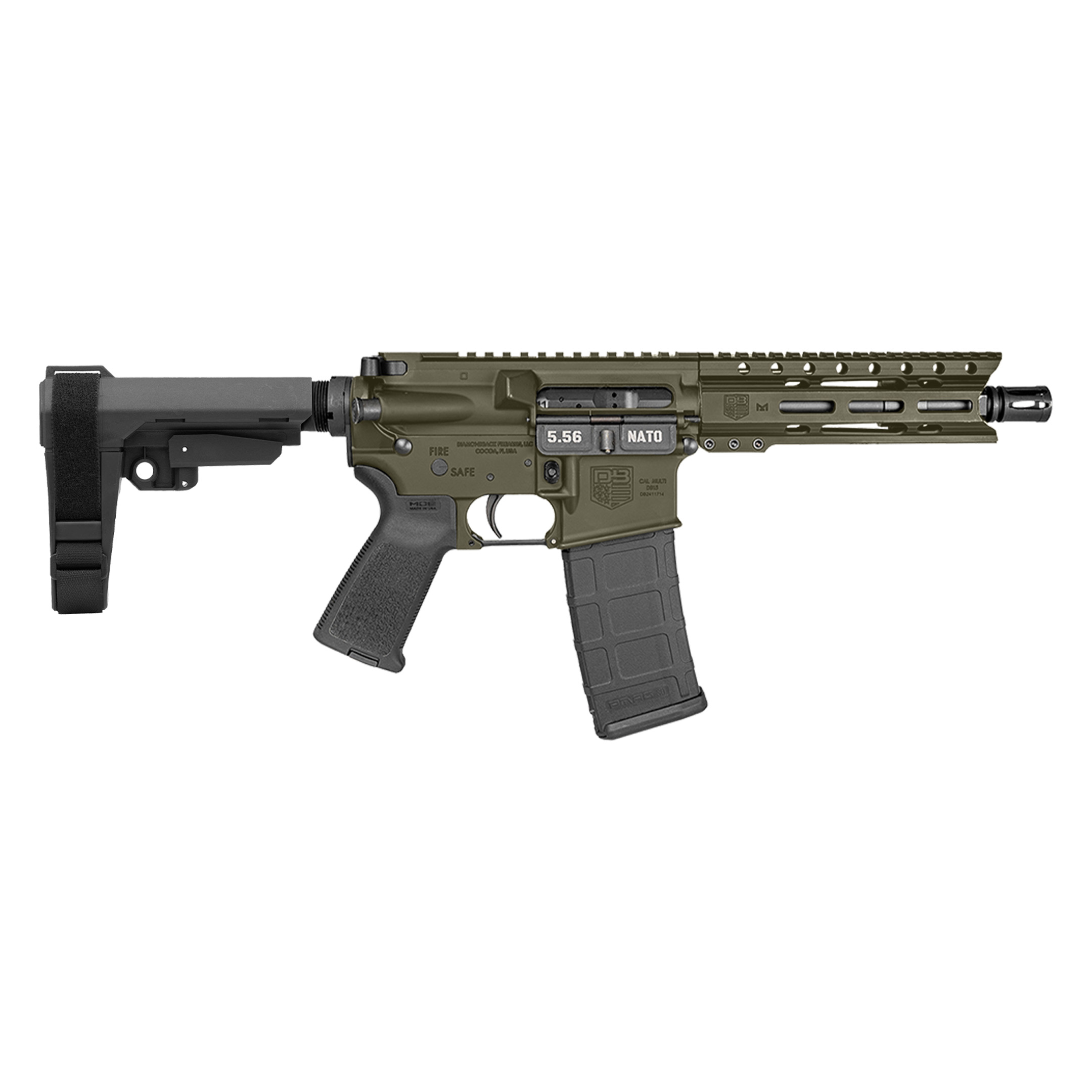 DIAMONDBACK FIREARMS DB-15 PIST 5.56MM ODG 7" SBA3 3 DIAMONDBACK FIREARMS DB-15 PIST 5.56MM ODG 7" SBA3