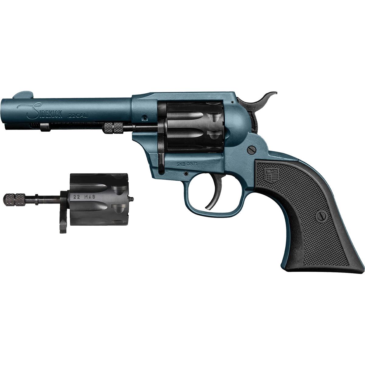 Diamondback Sidekick Checkered Polymer Grip Handgun .22 WMR/.22 LR 9rd Capacity 4.5" Barrel SA/DA Jesse James Blue 3 Diamondback Sidekick Checkered Polymer Grip Handgun .22 WMR/.22 LR 9rd Capacity 4.5" Barrel SA/DA Jesse James Blue