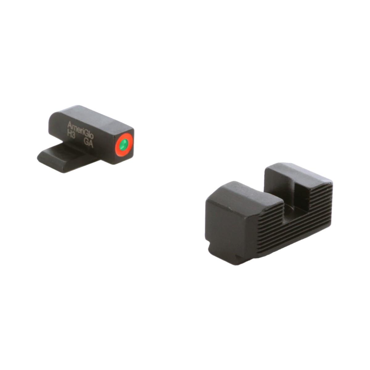 Ameriglo Green Tritium Orange Outline Front Black Serrated Rear Sight Hellcat Standard 3 Ameriglo Green Tritium Orange Outline Front Black Serrated Rear Sight Hellcat Standard