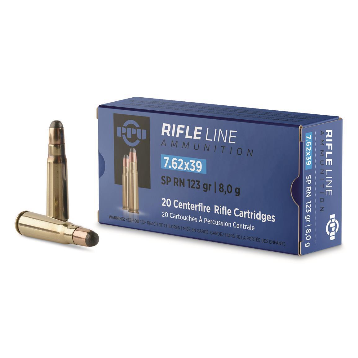 PPU Rifle Ammunition 7.62x39 123gr PSP 2350 fps 20/ct 3 PPU Rifle Ammunition 7.62x39 123gr PSP 2350 fps 20/ct