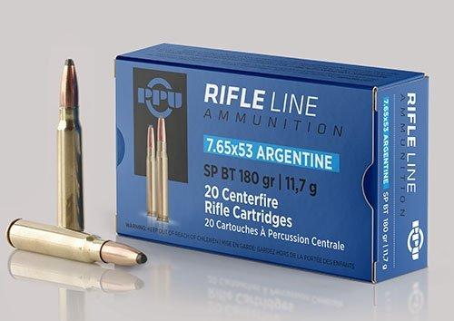 PPU Rifle Ammunition 7.65mm x 53 Argentine 180 gr SP 2542 fps 20/ct 3 PPU Rifle Ammunition 7.65mm x 53 Argentine 180 gr SP 2542 fps 20/ct