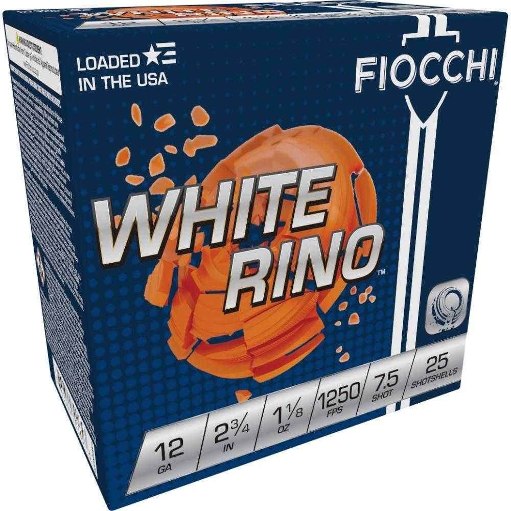 Fiocchi Exacta White Rino Shotshells 12ga 2-3/4" 1-1/8oz 1250 fps #7.5 25/ct 3 Fiocchi Exacta White Rino Shotshells 12ga 2-3/4" 1-1/8oz 1250 fps #7.5 25/ct