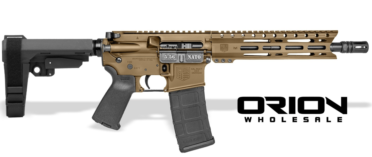 DIAMONDBACK DB15 5.56 10" PSTL BRNT/BRZ  W/SBA3 BRACE 30RD MAG ORION EXCLUSIVE