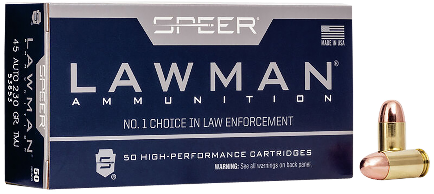Speer 53653 Lawman 45ACP 230gr Total Metal Jacket Flat Nose 50 Per Box/20 Case 3 Speer 53653 Lawman 45ACP 230gr Total Metal Jacket Flat Nose 50 Per Box/20 Case