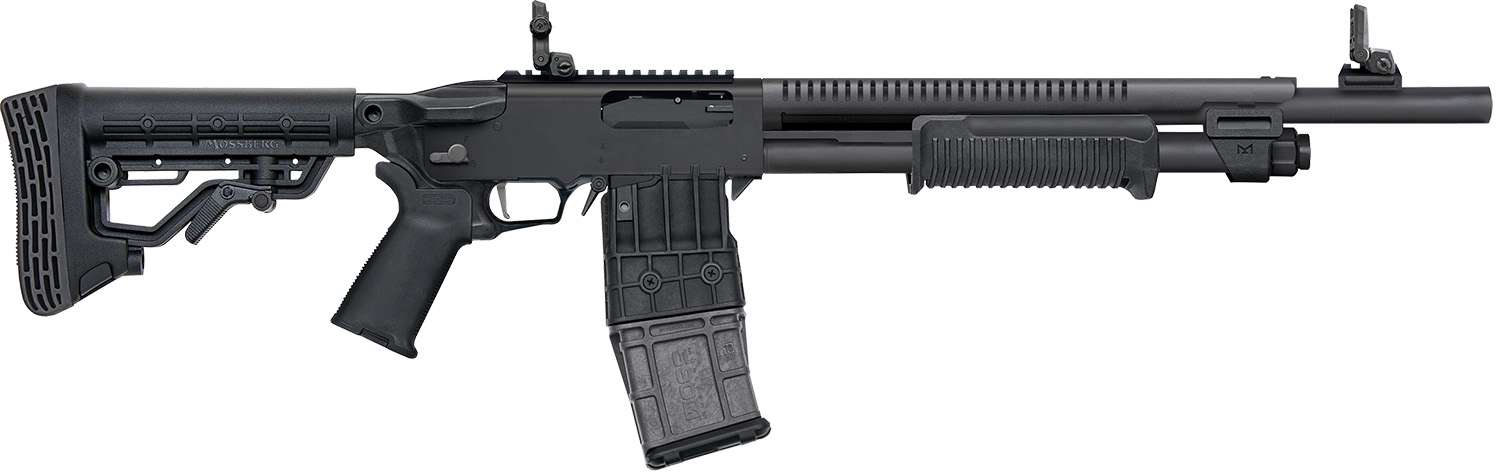 MOSSBERG 590RM TACTICAL MAG FED 12G SHOTGUN 18.5" 5 POSTION STOCK, MAGPUL FOLDING SIGHTS, 10+1 3 MOSSBERG 590RM TACTICAL MAG FED 12G SHOTGUN 18.5" 5 POSTION STOCK, MAGPUL FOLDING SIGHTS, 10+1