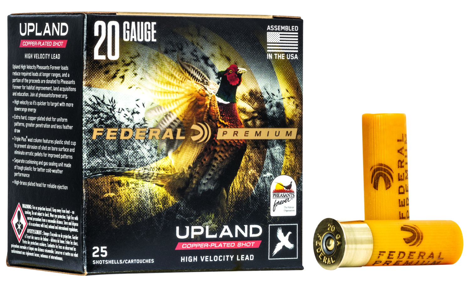 Federal PF20475 Premium Wing-Shok Pheasant Forever High Velocity 20Gauge 2.75" 1oz 7.5Shot 25 Per Box/10 Case 3 Federal PF20475 Premium Wing-Shok Pheasant Forever High Velocity 20Gauge 2.75" 1oz 7.5Shot 25 Per Box/10 Case