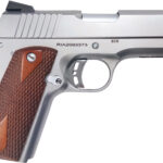 Rock Island 51868 Rock Standard CS *CA Compliant 45 ACP 3.63" 7+1 Matte Stainless Steel Frame & Slide Double Diamond Checkered Wood Grip 2 119661