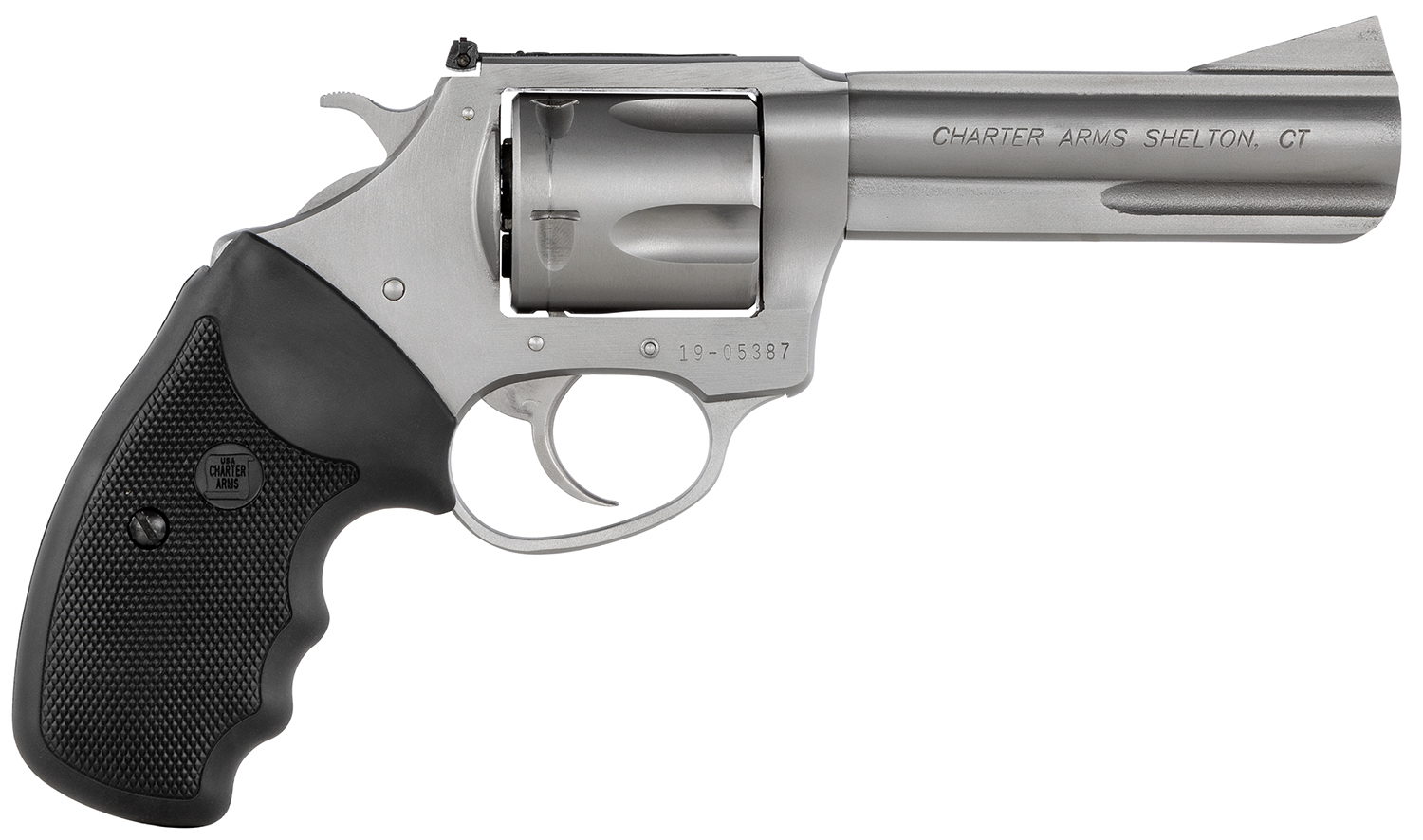 Charter Arms 74442 Bulldog Target Large 44 Special, 5 Shot 4.20" Matte Stainless Steel Barrel, Cylinder & Frame w/Black Finger Grooved Rubber Grip 3 Charter Arms 74442 Bulldog Target Large 44 Special, 5 Shot 4.20" Matte Stainless Steel Barrel, Cylinder & Frame w/Black Finger Grooved Rubber Grip