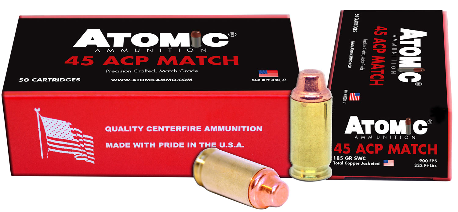 Atomic Ammunition 448 Match Precision Craft 45ACP 185gr Semi Wadcutter 50 Per Box/10 Case 3 Atomic Ammunition 448 Match Precision Craft 45ACP 185gr Semi Wadcutter 50 Per Box/10 Case