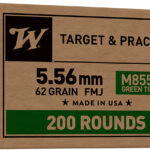 Winchester Ammo WM855200 USA M855 Green Tip 5.56x45mmNATO 62gr Full Metal Jacket 200 Per Box/4 Case 1 129083