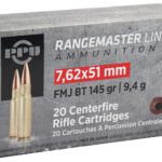 PPU PPRM762 Rangemaster 7.62x51mmNATO 145gr Full Metal Jacket Boat Tail 20 Per Box/25 Case 1 131011