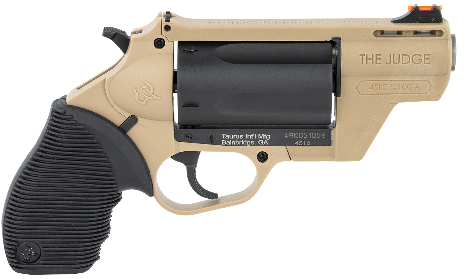 Taurus 2-441021FDE Judge Public Defender 45 Colt (LC)/410 Gauge 5rd 2.50" Flat Dark Earth Barrel & Frame Matte Black Cylinder Black Ribber Grip 3 Taurus 2-441021FDE Judge Public Defender 45 Colt (LC)/410 Gauge 5rd 2.50" Flat Dark Earth Barrel & Frame Matte Black Cylinder Black Ribber Grip