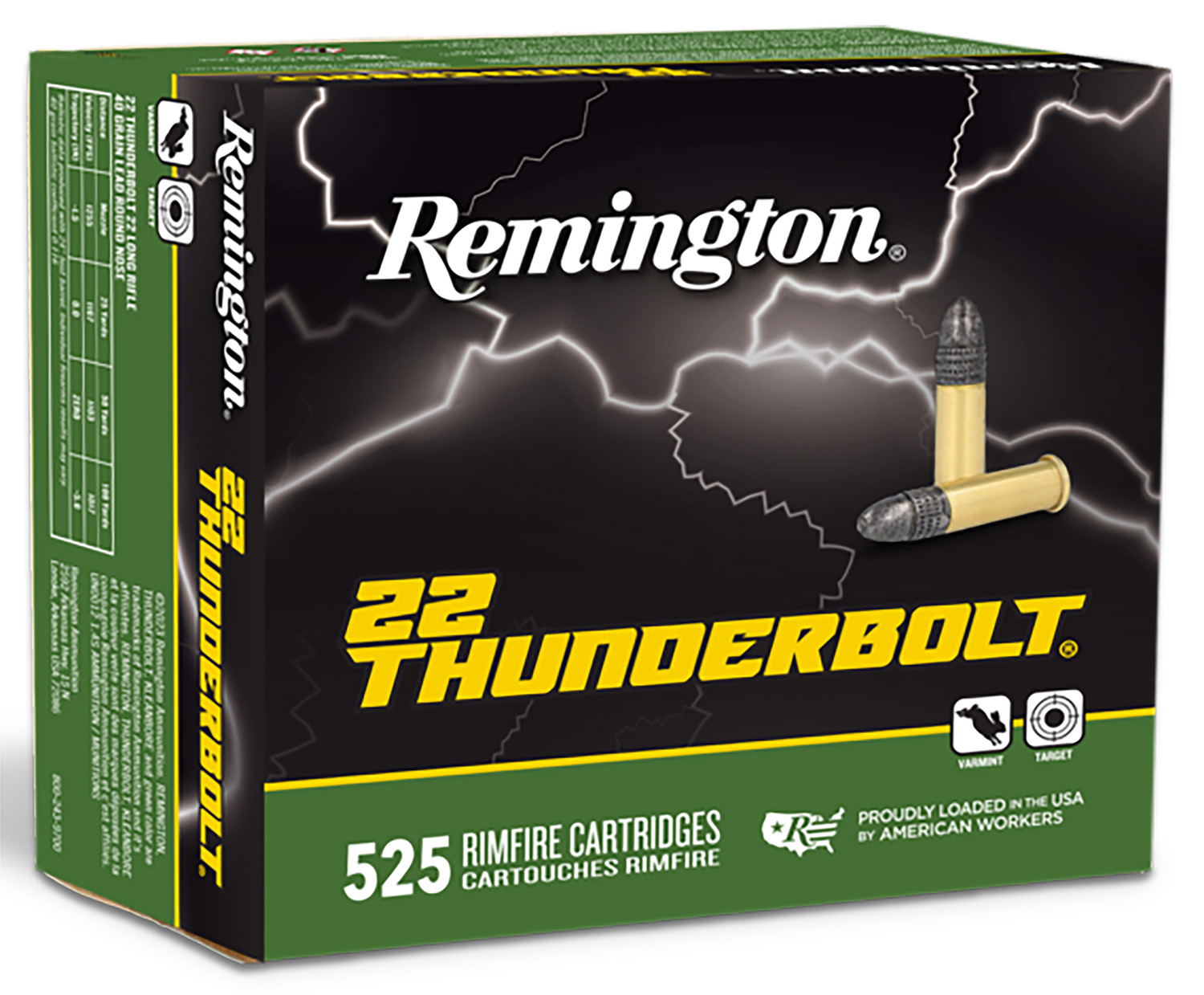 Remington Ammunition R21271 Thunderbolt Bulk 22LR 40gr Lead Round Nose 525 Per Box/12 Case 3 Remington Ammunition R21271 Thunderbolt Bulk 22LR 40gr Lead Round Nose 525 Per Box/12 Case