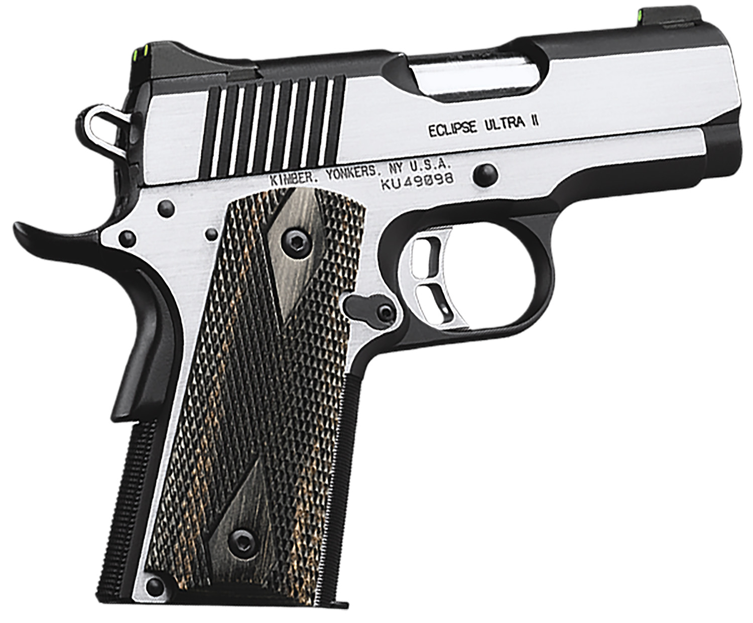 Kimber Mfg.,inc 3200042CA Eclipse Ultra II (CA) 45 ACP 7+1 3" Stainless Steel Slide Brush Polished Front Strap Checkering Laminated Gray/Black Double Diamond Grip 3 Kimber Mfg.,inc 3200042CA Eclipse Ultra II (CA) 45 ACP 7+1 3" Stainless Steel Slide Brush Polished Front Strap Checkering Laminated Gray/Black Double Diamond Grip