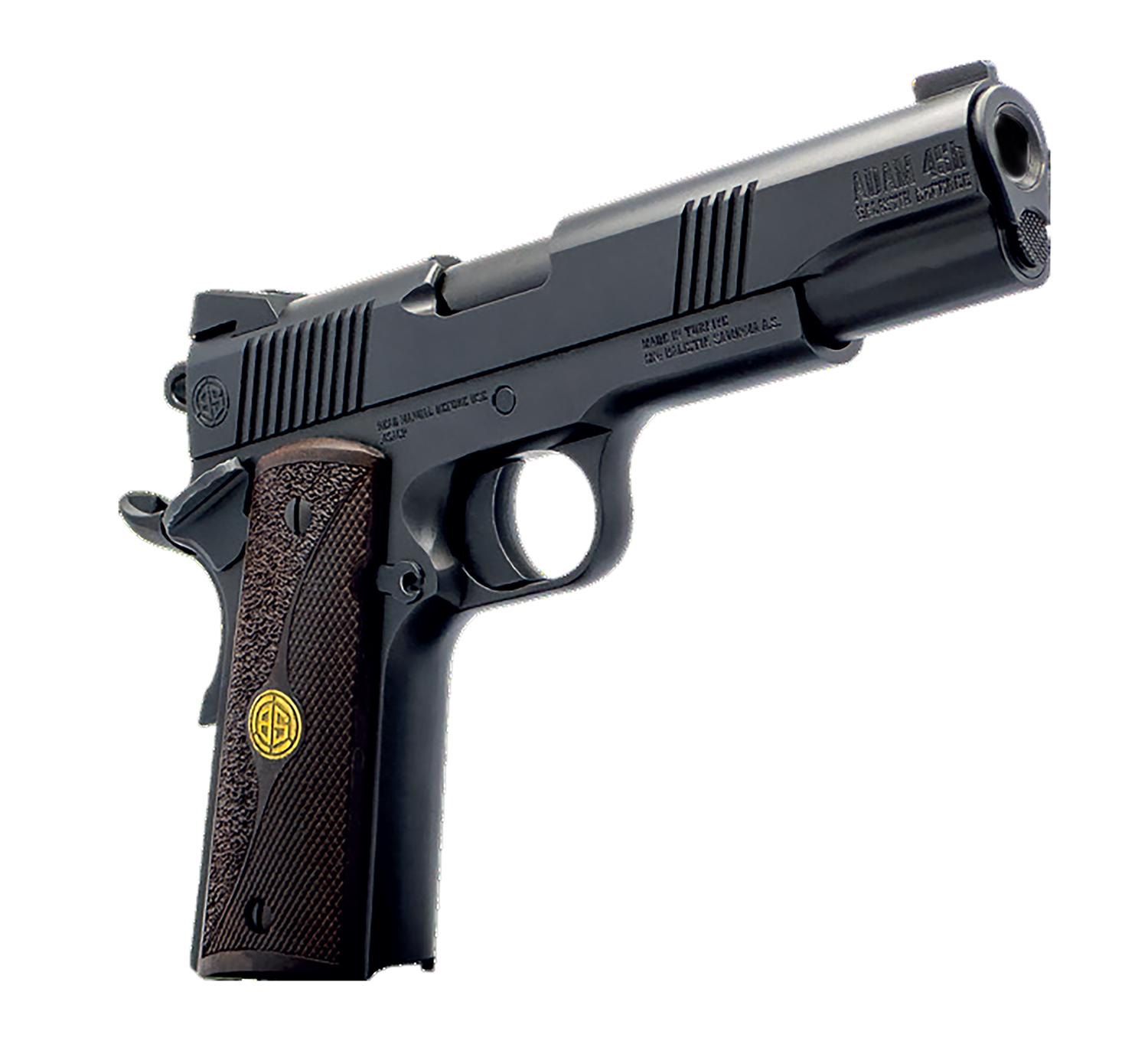 Dickinson LLC DKSN9BB 1911 Adam Full Size Frame 45 ACP 8+1 4.37" Black Button Rifled Barrel, Matte Black Serrated Aluminum Slide, Black Steel Frame, Wood Grips 3 Dickinson LLC DKSN9BB 1911 Adam Full Size Frame 45 ACP 8+1 4.37" Black Button Rifled Barrel, Matte Black Serrated Aluminum Slide, Black Steel Frame, Wood Grips