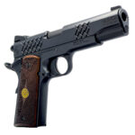 Dickinson LLC DKSN45BM 1911 Adam Full Size Frame 45 ACP 8+1 5" Matte Black Button Rifled Barrel, Matte Black Serrated Aluminum Slide, Matte Black Steel Frame, Wood Grips 1 179820