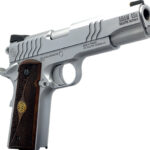 Dickinson LLC DCKSN45S 1911 Adam S Full Size Frame SAO 45 ACP 7+1 5" Stainless Button Rifled Barrel, Stainless Steel S Serrations Slide, Stainless Steel Frame, Wood Grip 1 184087