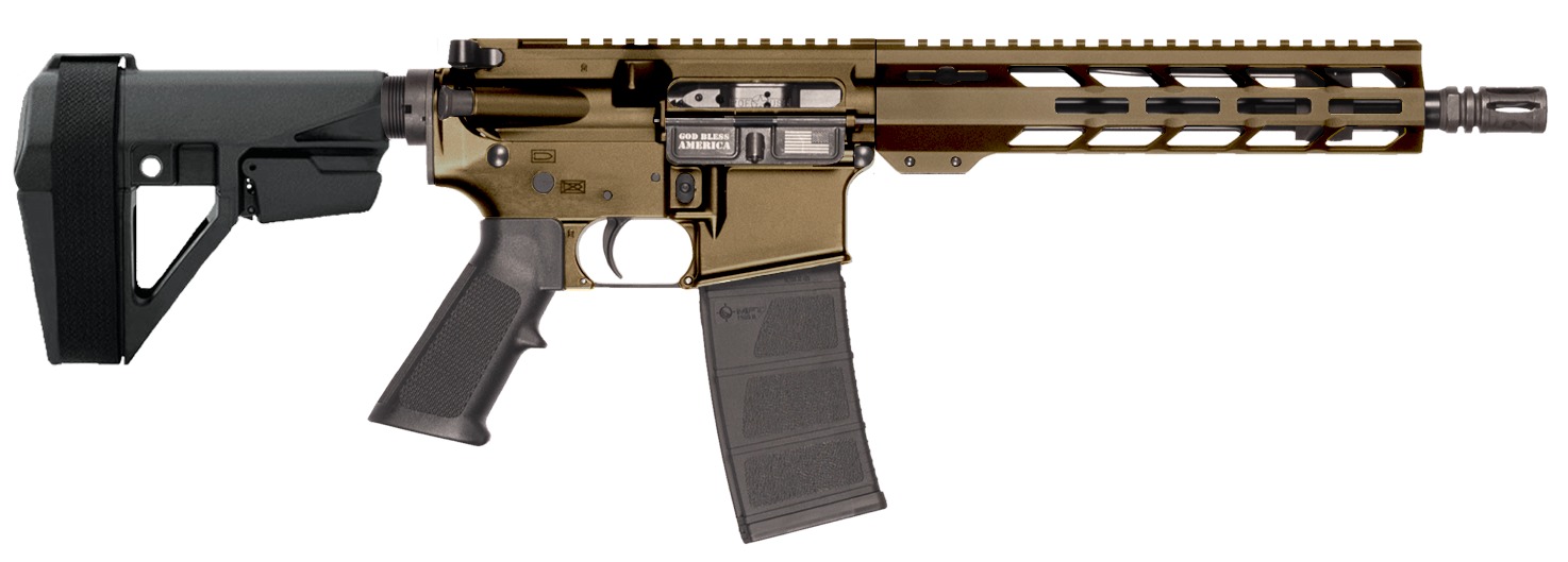 Patriot Ordnance Factory 02541 P-15  Sports South Exclusive 300 Blackout 30+1 10.50" Threaded Barrel, Burnt Bronze Cerakote Aluminum Receiver w/Picatinny Rail, M-LOK Handguard, Black Polymer SB Tactic