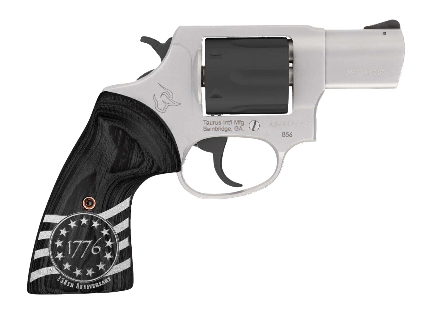 Taurus 2-85635-US3 856 1776 Small 38 Special +P 6 Shot 3" Stainless Steel Barrel, Black Stainless Steel Cylinder, Stainless Steel Frame, Custom Altamont Grip, Transfer Bar Safety 3 Taurus 2-85635-US3 856 1776 Small 38 Special +P 6 Shot 3" Stainless Steel Barrel, Black Stainless Steel Cylinder, Stainless Steel Frame, Custom Altamont Grip, Transfer Bar Safety