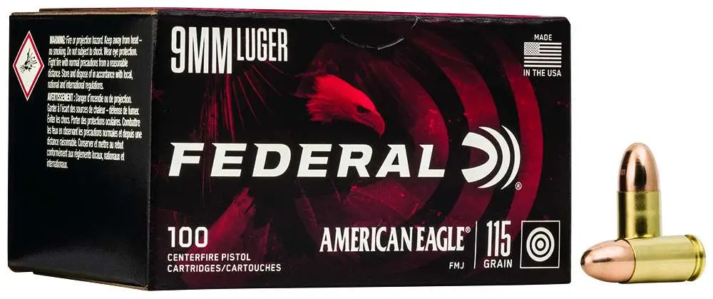 FEDERAL 9MM LUGER 115GR FMJ 100 RD 100 RD/BX 5 BX/CS 3 FEDERAL 9MM LUGER 115GR FMJ 100 RD 100 RD/BX 5 BX/CS