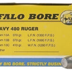 Buffalo Bore Ammunition 13A20 Heavy Strictly Business 480Ruger 370gr Lead Flat Nose 20 Per Box/12 Case 2 42253