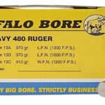Buffalo Bore Ammunition 13C20 Heavy Strictly Business 480Ruger 410gr Wide Flat Nose 20 Per Box/12 Case 1 42255