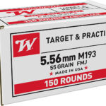 Winchester Ammo WM193150 USA M193 5.56x45mmNATO 55gr Full Metal Jacket 150 Per Box/4 Case *Value Pack 1 46631