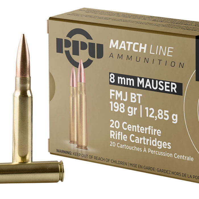 PPU PPM8 Match  8mmMauser 200gr Full Metal Jacket Boat Tail 20 Per Box/10 Case