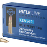 PPU PP76254F Metric Rifle 7.62x54mmR 182gr Full Metal Jacket Boat Tail 20 Per Box/10 Case 1 57044