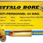 Buffalo Bore Ammunition 4I20 Anti-Personnel Strictly Business 44Rem Mag 180gr Jacketed Hollow Point 20 Per Box/12 Case 1 82218