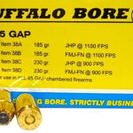 Buffalo Bore Ammunition 38A20 Personal Defense Strictly Business 45GAP 185gr Jacket Hollow Point 20 Per Box/12 Case 1 86248