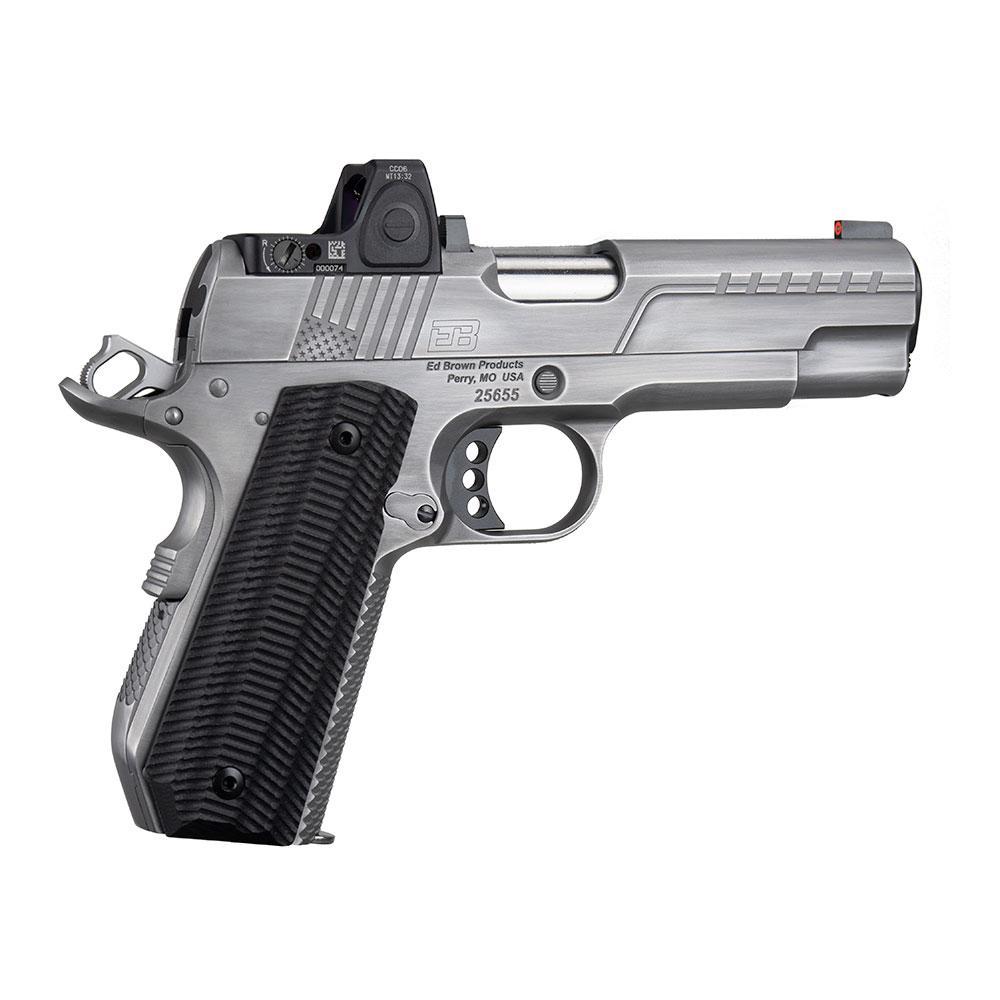 Ed Brown FX2 Compact Stainless Bobtail Handgun .45 Auto 7rd Magazine 4.25" Barrel American Flag Serrations w/Trij RMRcc 3 Ed Brown FX2 Compact Stainless Bobtail Handgun .45 Auto 7rd Magazine 4.25" Barrel American Flag Serrations w/Trij RMRcc