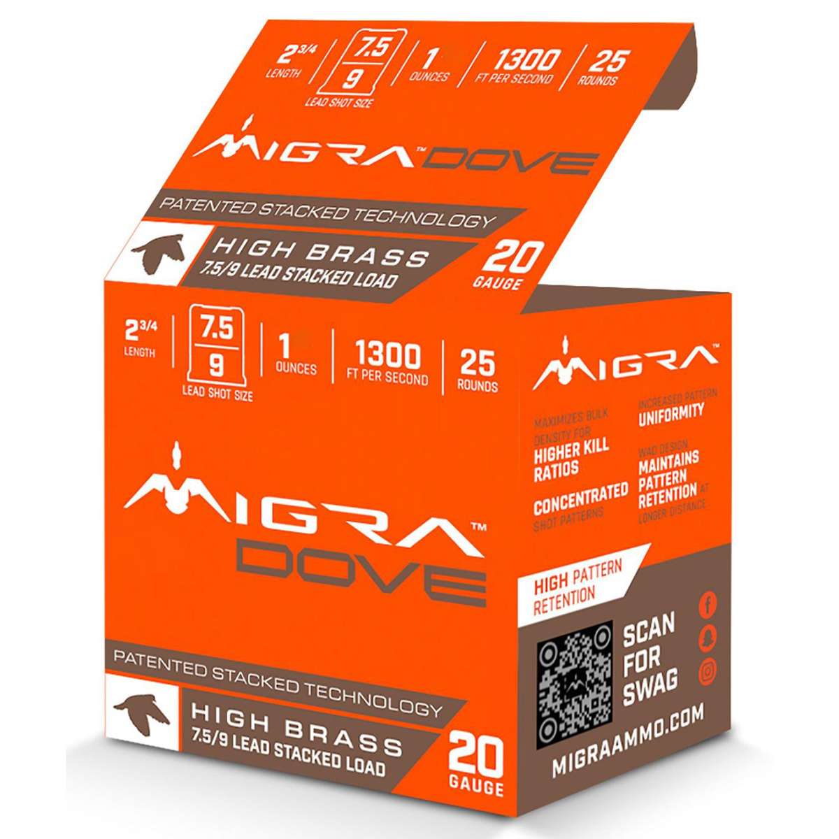 Migra Field Lite Stacked Shotshells 20ga 2-3/4" 1oz 1350 fps #7.5 & #9 25/ct 3 Migra Field Lite Stacked Shotshells 20ga 2-3/4" 1oz 1350 fps #7.5 & #9 25/ct