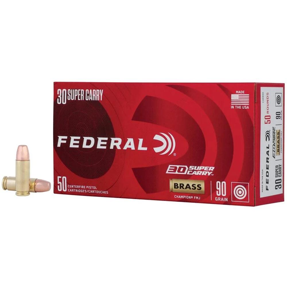 Federal Champion Training Handgun Ammunition 30 Super Carry 90gr FMJ 1300 fps 50/ct 3 Federal Champion Training Handgun Ammunition 30 Super Carry 90gr FMJ 1300 fps 50/ct