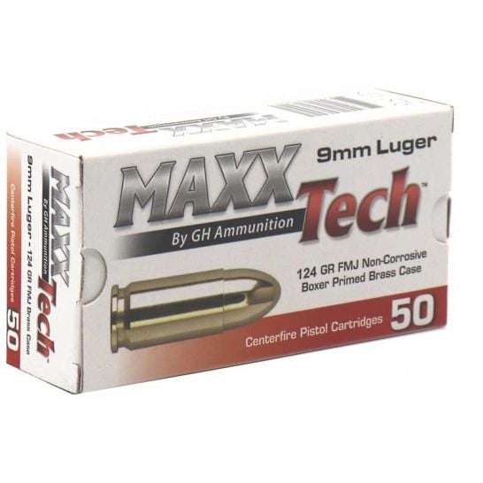 Cart 3 MAXX TECH 9MM 124 GRAIN FMJ 50RD BX 10 BXS PER CASE