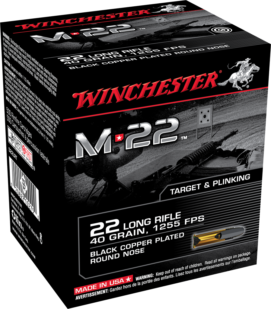 WINCHESTER M*22 22LR 40GR BLK CPRN 1000RD/BX 3 WINCHESTER M*22 22LR 40GR BLK CPRN 1000RD/BX