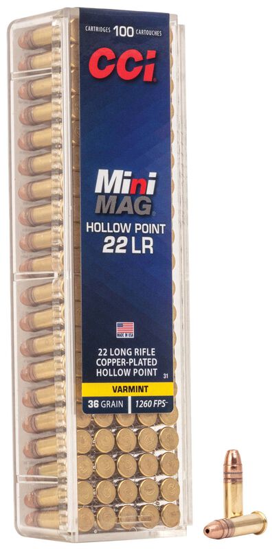 CCI 22 LR MINI MAG 36GR HP 100 RD/BX 50 BX/CS 3 CCI 22 LR MINI MAG 36GR HP 100 RD/BX 50 BX/CS