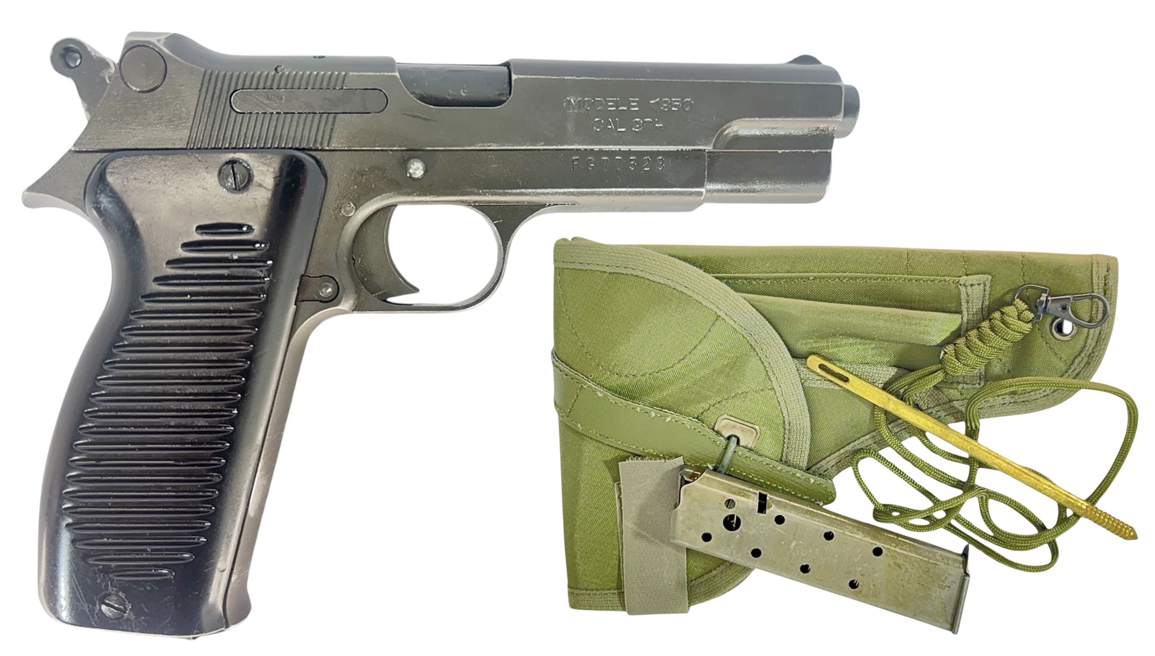 NAVY ARMS MAC 50 PISTOLS SURPLUS 9MM PISTOL W/ HLSTER, CLEANING KIT, LANYARD, ORIGINAL FRENCH MANUAL 3 NAVY ARMS MAC 50 PISTOLS SURPLUS 9MM PISTOL W/ HLSTER, CLEANING KIT, LANYARD, ORIGINAL FRENCH MANUAL