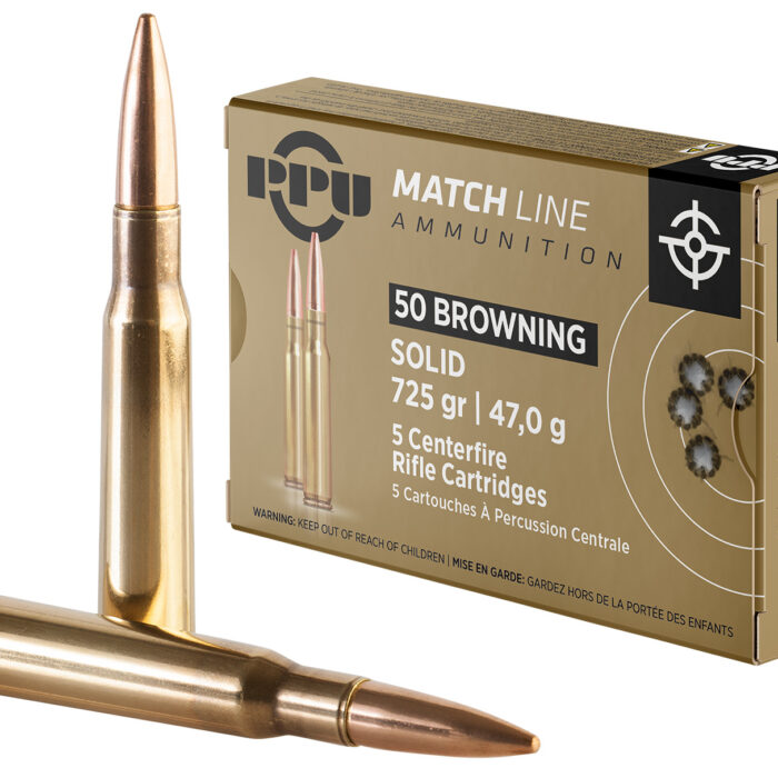 Cart 3 PPU PPM50 Match 50BMG 725gr Full Metal Jacket Solid 5 Per Box/20 Case