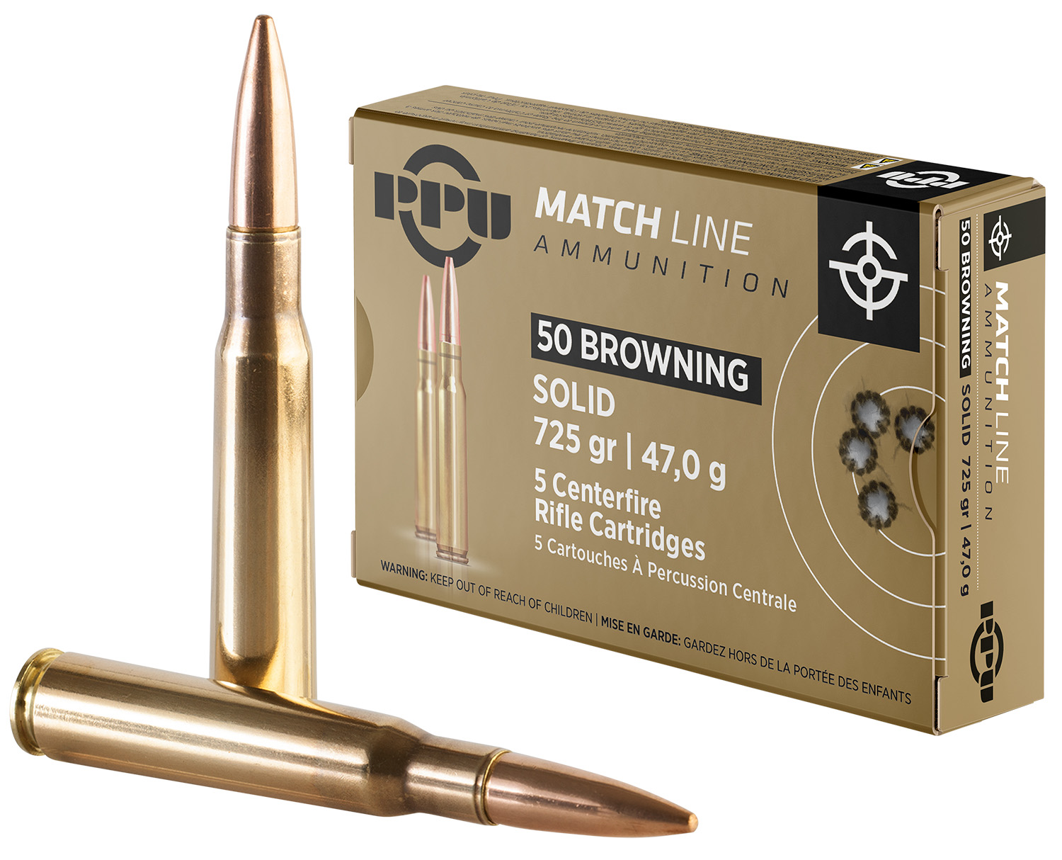 PPU PPM50 Match 50BMG 725gr Full Metal Jacket Solid 5 Per Box/20 Case 3 PPU PPM50 Match 50BMG 725gr Full Metal Jacket Solid 5 Per Box/20 Case