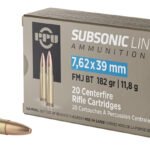 PPU PPS76239 Subsonic 7.62x39mm 182gr Full Metal Jacket Boat Tail 20 Per Box/50 Case 1 131017