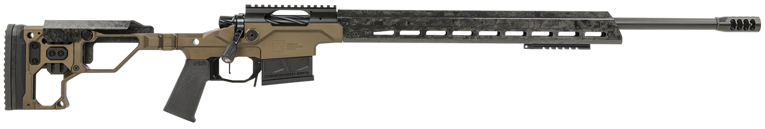 Christensen Arms 8010301201 Modern Precision  338 Lapua Mag 27" Threaded Carbon Fiber Barrel 5+1, Black Nitride Finish, Desert Brown Anodized Folding Stock, Polymer Grip