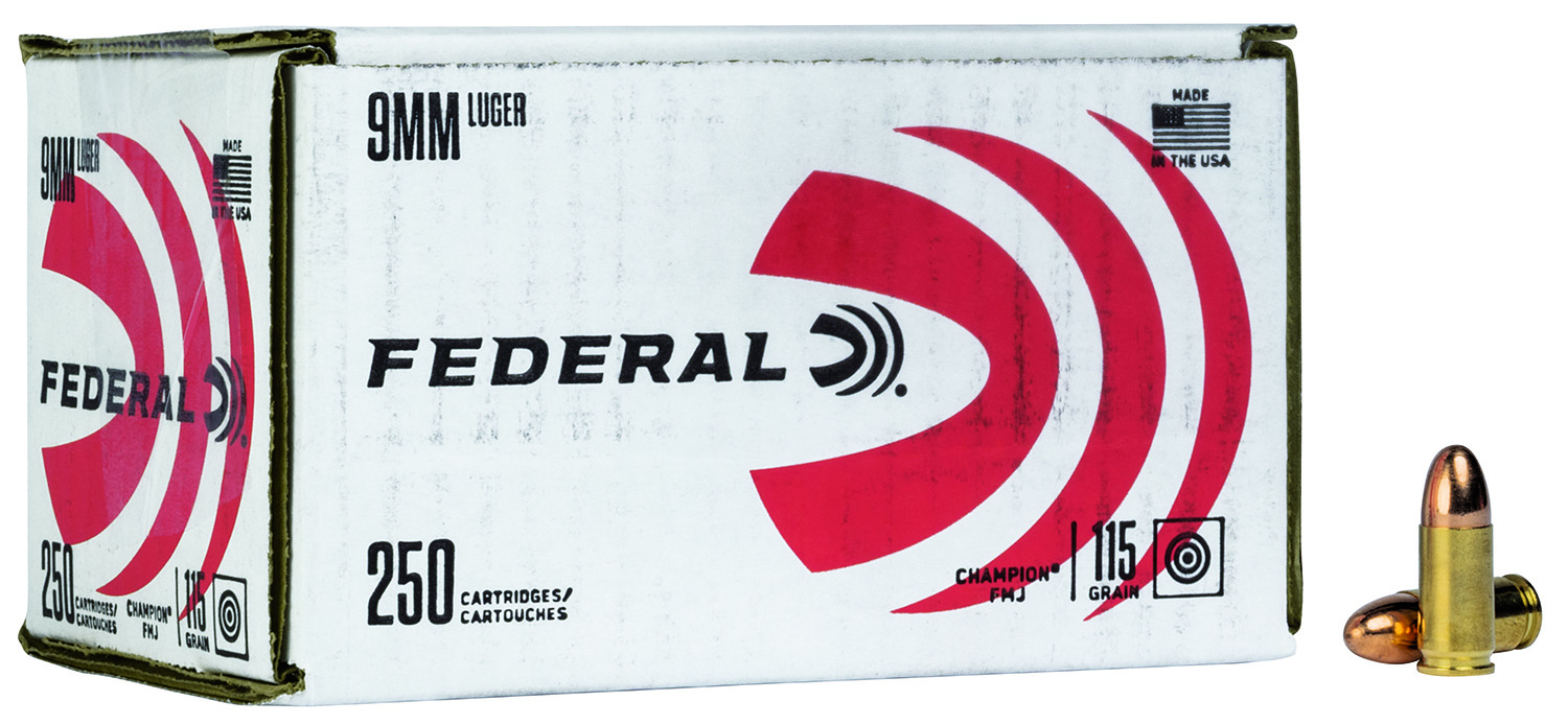 Federal C9115A250 Champion Training 9mmLuger 115gr Full Metal Jacket 250 Per Box/4 Case 2 Federal C9115A250 Champion Training 9mmLuger 115gr Full Metal Jacket 250 Per Box/4 Case