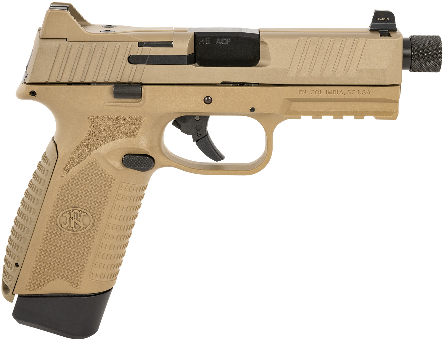 FN 66101384 545 Tactical 45 ACP 15+1/18+1, 4.71" Black Target Crown/Threaded Steel Barrel, Flat Dark Earth PVD Optic Cut/Serrated Steel Slide & Polymer Frame w/Picatinny Rail, Ambidextrous 3 FN 66101384 545 Tactical 45 ACP 15+1/18+1, 4.71" Black Target Crown/Threaded Steel Barrel, Flat Dark Earth PVD Optic Cut/Serrated Steel Slide & Polymer Frame w/Picatinny Rail, Ambidextrous