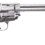 Cimarron PP415LNTRII Teddy Roosevelt Frontier 45 Colt (LC) 6 Shot 7.50" Nickel-Plated Engraved Barrel, Cylinder & Frame, White w/Laser Engraved "T.R." Grip 1 154527