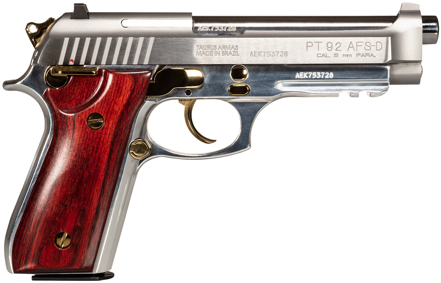 Taurus 1-920159GLD-HW1 92 Full Size Frame 9mm Luger 17+1 5" Matte Stainless Steel Barrel, Serrated Stainless Steel Slide, Natural Anodized Aluminum Frame w/Beavertail & Picatinny Rail, Rosewood Grip 3 Taurus 1-920159GLD-HW1 92 Full Size Frame 9mm Luger 17+1 5" Matte Stainless Steel Barrel, Serrated Stainless Steel Slide, Natural Anodized Aluminum Frame w/Beavertail & Picatinny Rail, Rosewood Grip