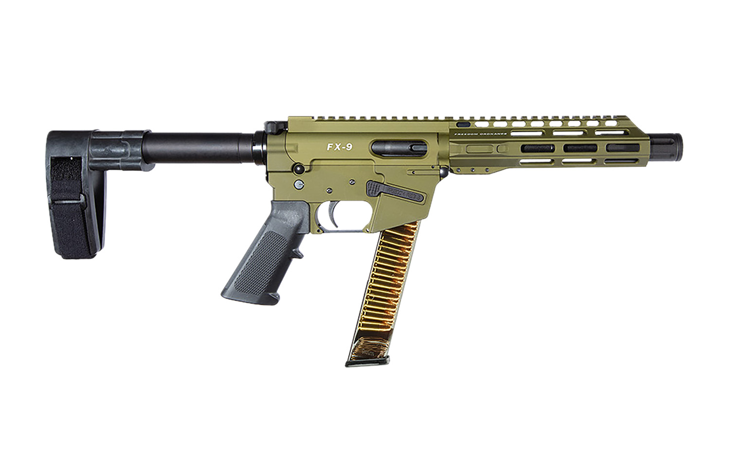 FREEDOM ORDNANCE FX9P8SBM-ODG FX9 9mm Luger 32+1 8" Black Nitride Barrel, M-LOK Handguard, OD Green Aluminum Receiver w/Picatinny Rail, OD Green Polymer SB Mini Brace, Black AR15 Grip 3 FREEDOM ORDNANCE FX9P8SBM-ODG FX9 9mm Luger 32+1 8" Black Nitride Barrel, M-LOK Handguard, OD Green Aluminum Receiver w/Picatinny Rail, OD Green Polymer SB Mini Brace, Black AR15 Grip