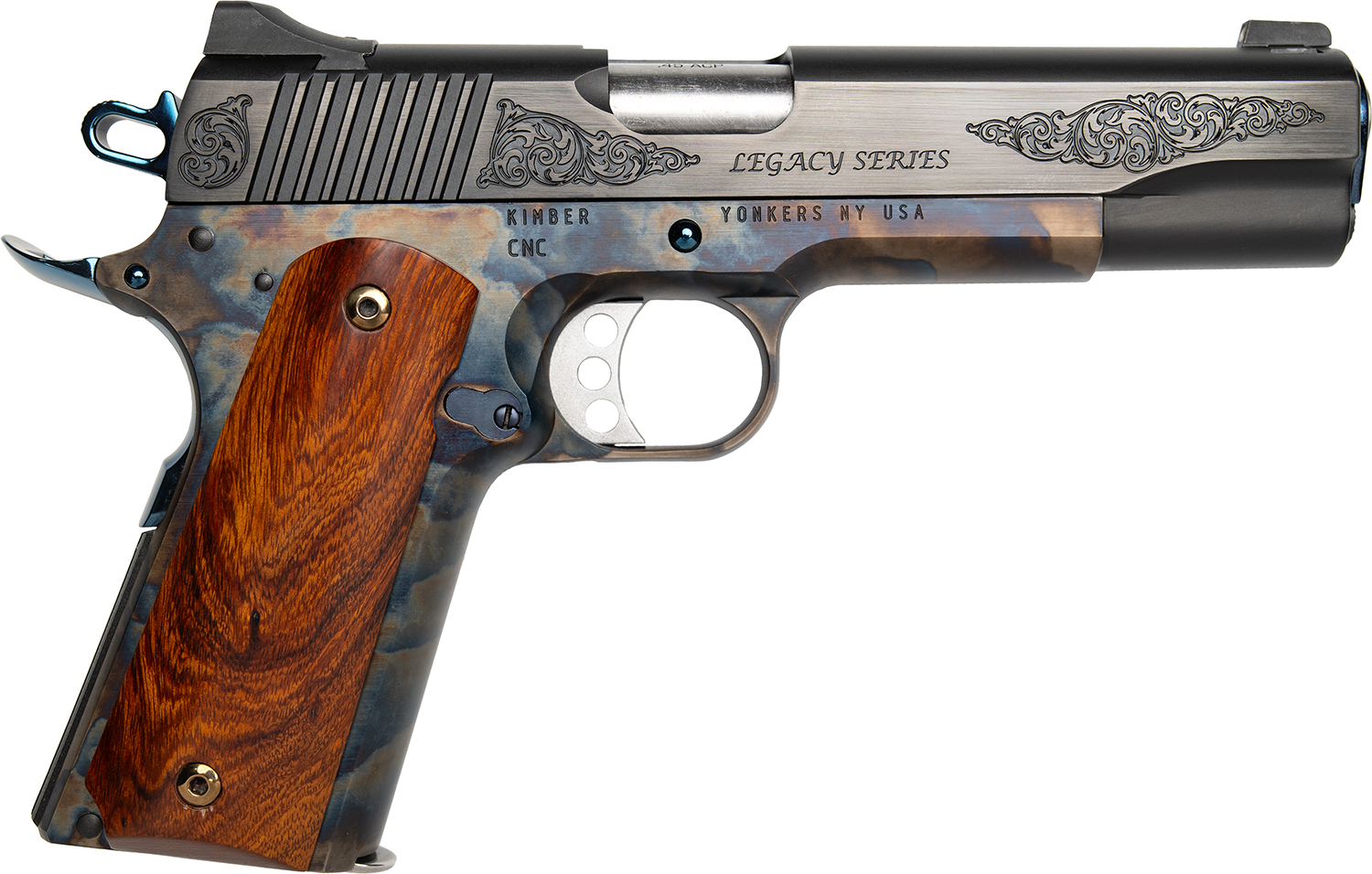 Cnc Firearms CNCLEGACY45 Kimber 1911 Legacy 45 ACP 7+1 5" Stainless Steel Barrel, Color Case Hardened Steel Engraved/Serrated Slide, Color Case Hardened Steel Frame, Walnut Grip 3 Cnc Firearms CNCLEGACY45 Kimber 1911 Legacy 45 ACP 7+1 5" Stainless Steel Barrel, Color Case Hardened Steel Engraved/Serrated Slide, Color Case Hardened Steel Frame, Walnut Grip