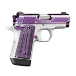 Kimber Mfg, Inc 3300214 Micro 9 9mm Luger 7+1 3.15" Stainless Ramped Steel Barrel, Purple PVD w/Border Engraving Stainless Steel Serrated Slide, Kimpro II Silver Aluminum Frame, Black/Purple G10 Grip 2 184146